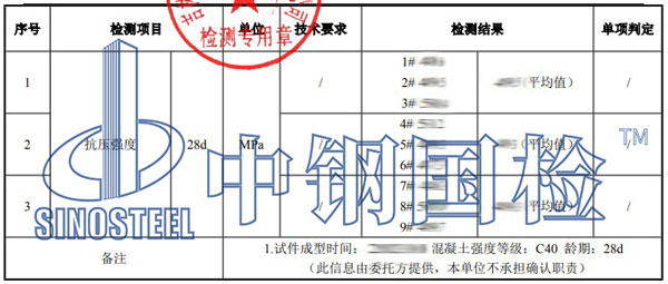 混凝土强度检测项目结果