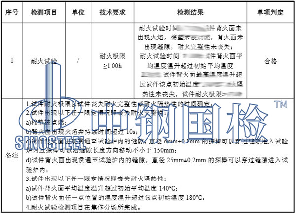 防火玻璃检测项目结果