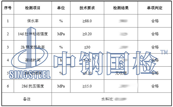 干混砂浆检测项目结果